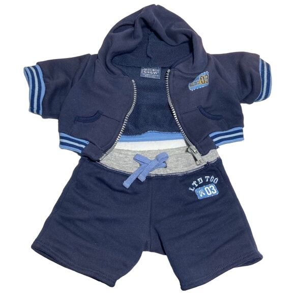 Build a Bear Blue Eyed White Teddy Bear Dancer Outfit Hoodie Sketchers 16" Tall - Picture 8 of 9